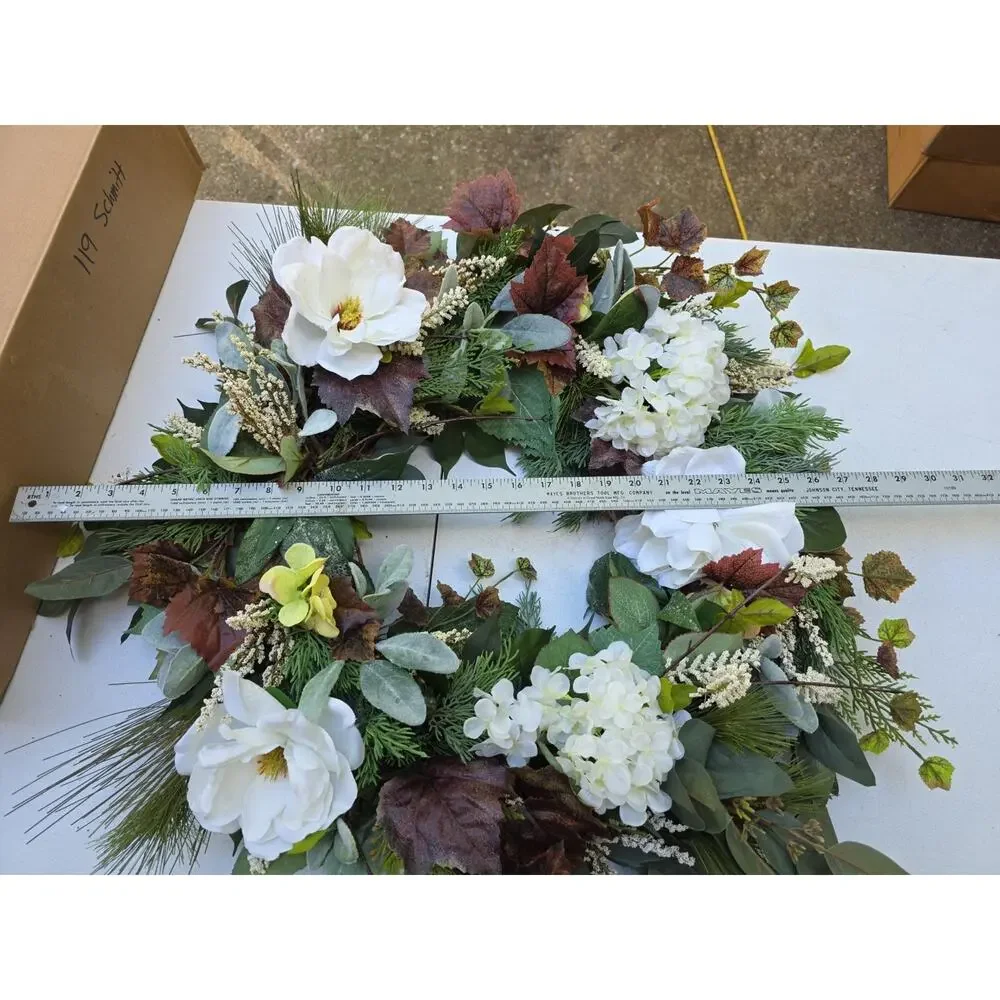 Handmade Wreath All Seasons Evergreen Peonies Carnation Ivy 28